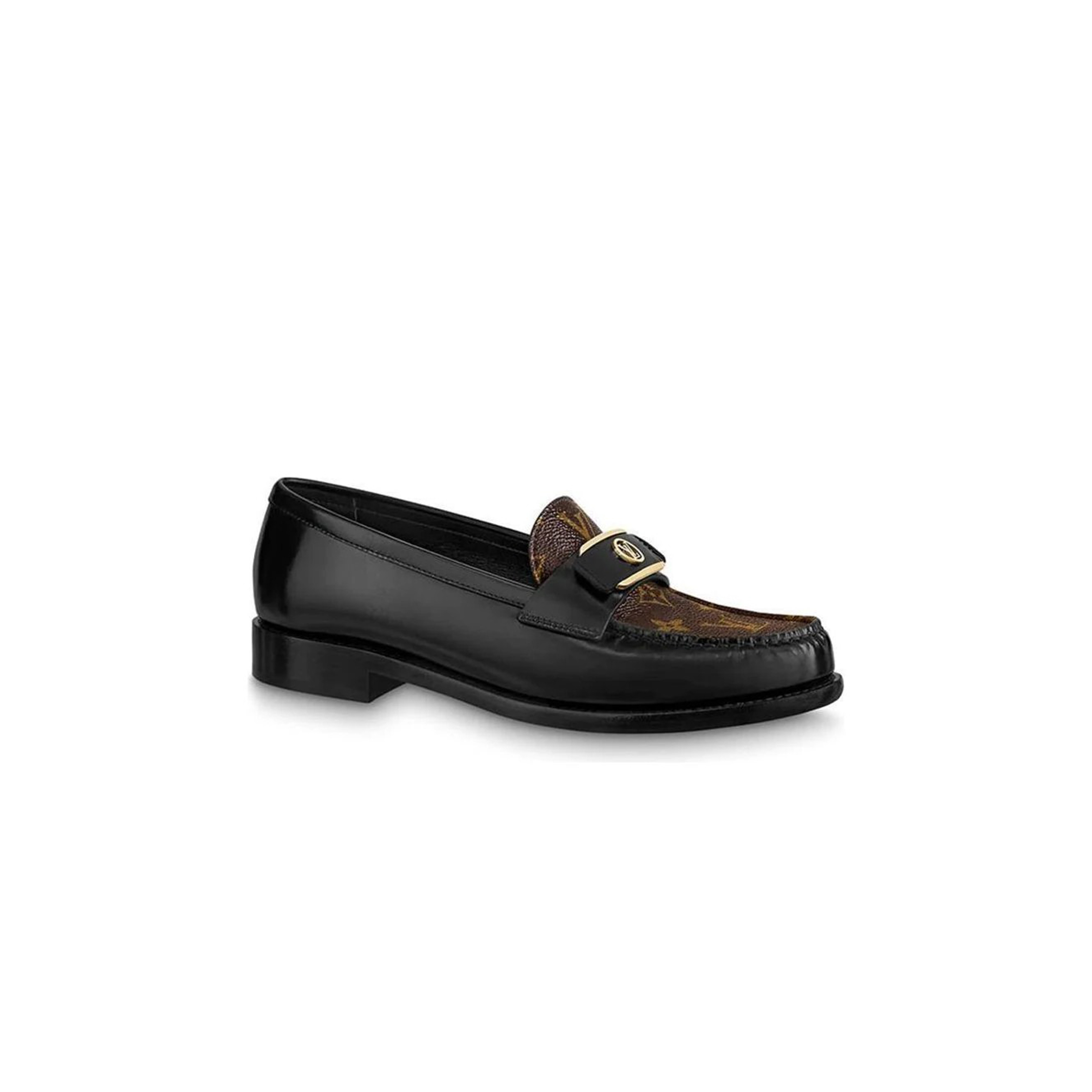l0vis Vvtt0n chess flat loafers black with brown monogram 1abpla